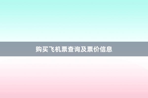 购买飞机票查询及票价信息